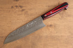 Yoshimi Kato VG10 Martelé(carré) Santoku  170mm Bois de pakka rouge Manipuler - japanny-FR