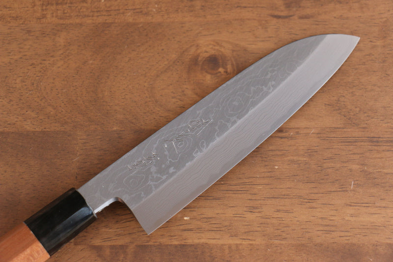 Tessen de Yamatsuka Tamahagane Damas Santoku  165mm Cerise sauvage Manipuler - japanny-FR