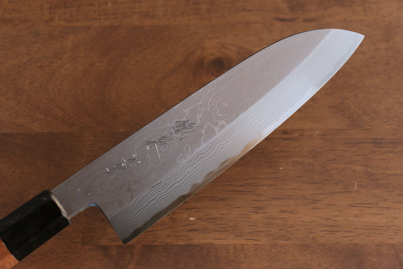 Tessen de Yamatsuka Tamahagane Damas Santoku  165mm Cerise sauvage Manipuler - japanny-FR