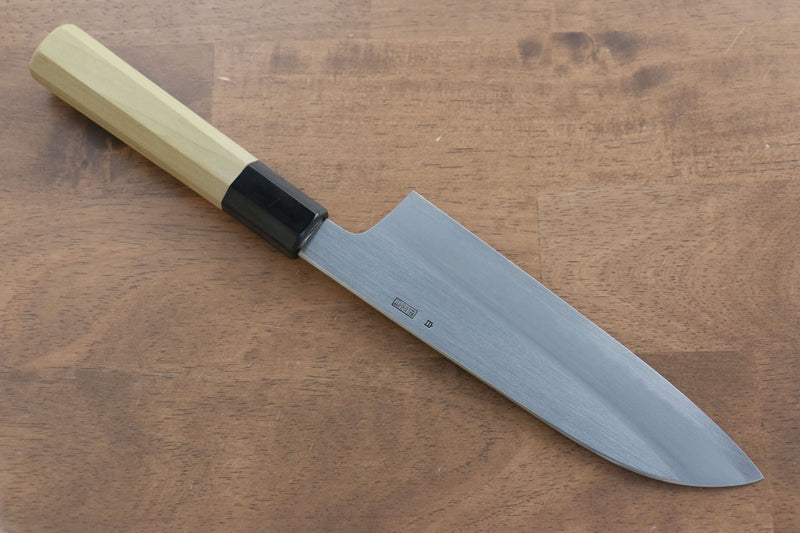 Kikuzuki Acier Blanc No.2 Kasumitogi Santoku  180mm Magnolia Manipuler - japanny-FR