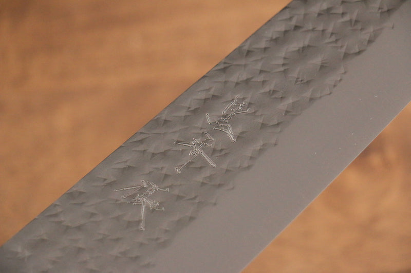 Yu Kurosaki Senko Ei R2/SG2 Martelé Santoku  165mm Shitan(férule:turquoise avec anneau) Manipuler - japanny-FR