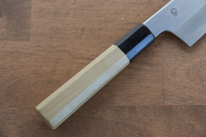 Kikuzuki Acier Blanc No.2 Kasumitogi Santoku  180mm Magnolia Manipuler - japanny-FR