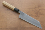 Kikuzuki Acier Blanc No.2 Kasumitogi Kiritsuke Santoku  180mm Magnolia Manipuler - japanny-FR