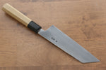 Kikuzuki Acier Blanc No.2 Kasumitogi Kiritsuke Santoku  180mm Magnolia Manipuler - japanny-FR