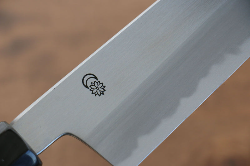 Kikuzuki Acier Blanc No.2 Kasumitogi Kiritsuke Santoku  180mm Magnolia Manipuler - japanny-FR