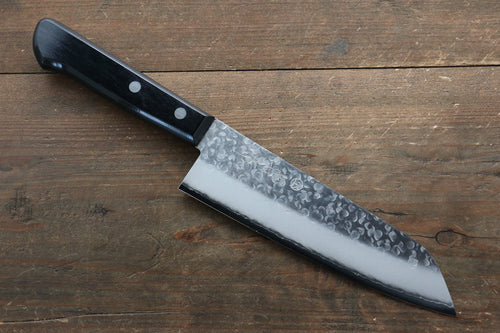 La lame de Takamura Acier Chromax Martelé Santoku  170mm Bois de pakka noir Manipuler - japanny-FR