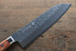 La lame de Takamura Acier Chromax Martelé Santoku  170mm Bois de Pakka marron Manipuler - japanny-FR