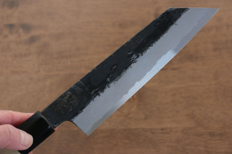 Kikuzuki Acier Blanc No.2 Finition noire Kiritsuke Santoku  180mm Magnolia Manipuler - japanny-FR