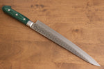 Sakai Takayuki VG10 17 Couche de Damas Sujihiki  240mm Bois de pakka vert Manipuler - japanny-FR