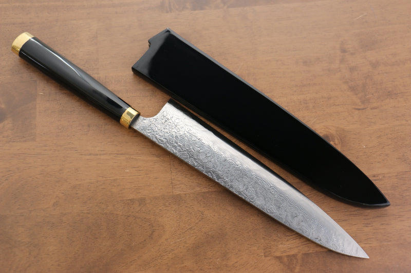 Takeshi Saji R2/SG2 Finition en diamant Gyuto  210mm L'art du Maki-e  Fujin et Raijin Manipuler avec Gaine - japanny-FR