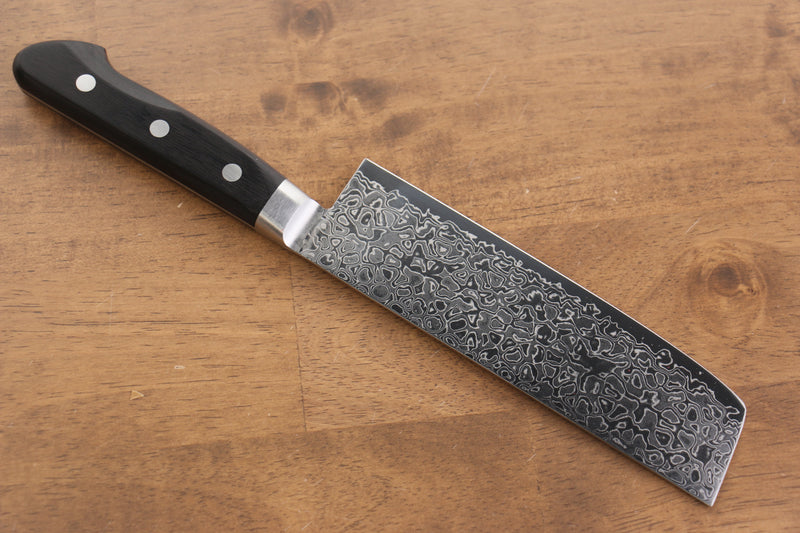 Seisuke Kagami AUS10 Finition miroir Damas Nakiri  170mm Bois de pakka noir Manipuler - japanny-FR