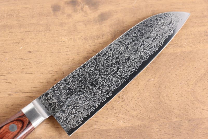 Seisuke Mokusei ZA-18 Finition miroir Damas Santoku  170mm Bois de Pakka marron Manipuler - japanny-FR