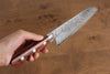 Seisuke Mokusei ZA-18 Finition miroir Damas Santoku  170mm Bois de Pakka marron Manipuler - japanny-FR