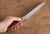 Seisuke Mokusei ZA-18 Finition miroir Damas Santoku  170mm Bois de Pakka marron Manipuler - japanny-FR