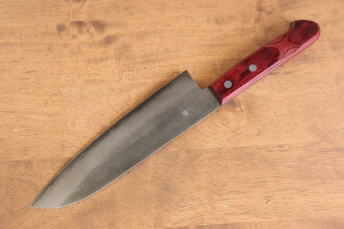 Nao Yamamoto Acier argenté NO.3 Nashiji Santoku  180mm Bois de pakka rouge Manipuler - japanny-FR