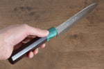 Yu Kurosaki Senko R2/SG2 Martelé Petit Santoku  150mm Shitan(férule:Bois de Pakka vert) Manipuler - japanny-FR