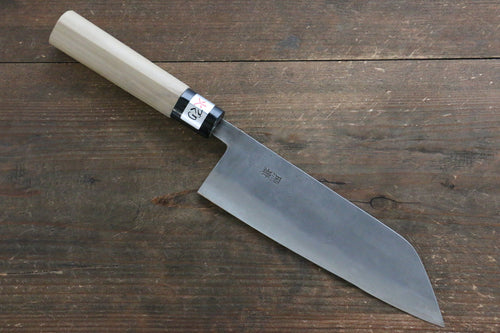 Fujiwara Teruyasu Acier Blanc No.1 Nashiji Santoku  180mm Magnolia Manipuler - japanny-FR