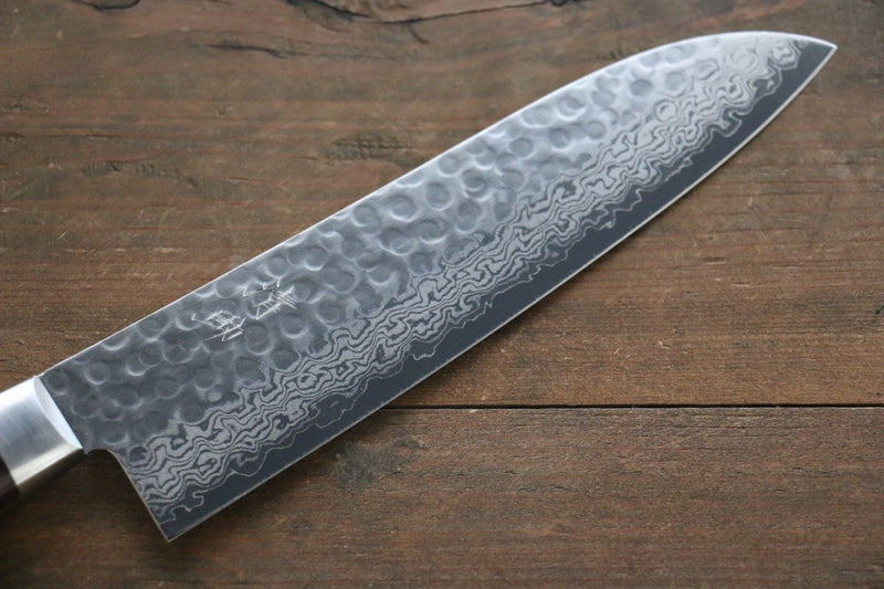 Seisuke VG10 17-Couches Damas Santoku  180mm Acajou Manipuler - japanny-FR