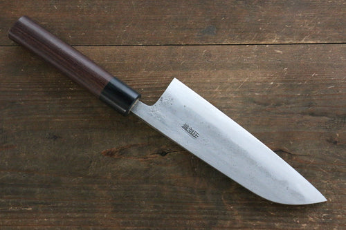 Fujiwara Teruyasu Acier Blanc No.1 Nashiji Santoku  165mm Shitan Manipuler - japanny-FR