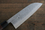 Fujiwara Teruyasu Acier Blanc No.1 Nashiji Santoku  165mm Shitan Manipuler - japanny-FR