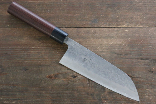 Fujiwara Teruyasu Acier Blanc No.1 Nashiji Santoku  165mm Shitan Manipuler - japanny-FR