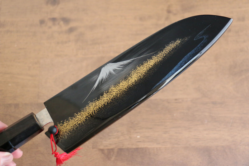 Yu Kurosaki Senko R2/SG2 Martelé Mt Fuji  Chinkin Santoku  165mm Laqué Manipuler avec Gaine - japanny-FR