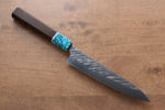 Yu Kurosaki Fujin SPG2 Martelé Damas Petite-utilité  150mm Wenge(férule:turquoise avec anneau) Manipuler - japanny-FR