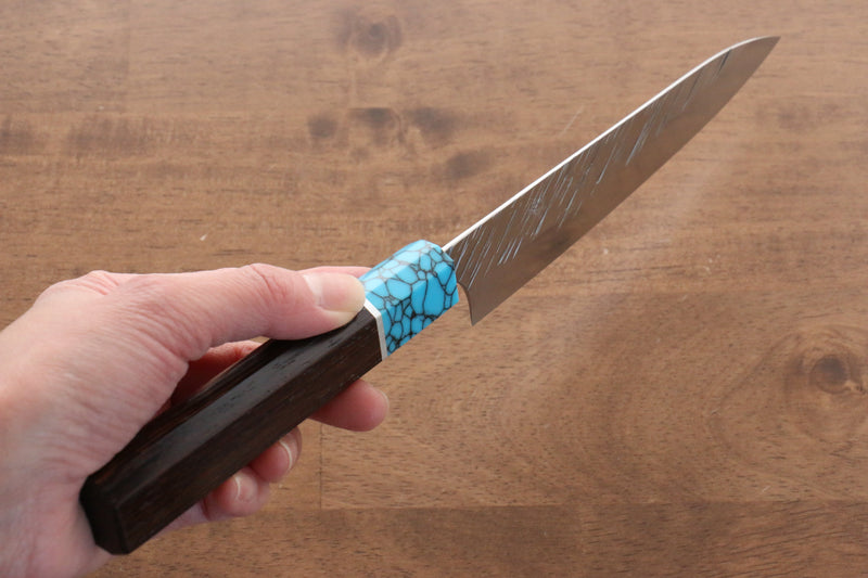 Yu Kurosaki Fujin SPG2 Martelé Damas Petite-utilité  150mm Wenge(férule:turquoise avec anneau) Manipuler - japanny-FR