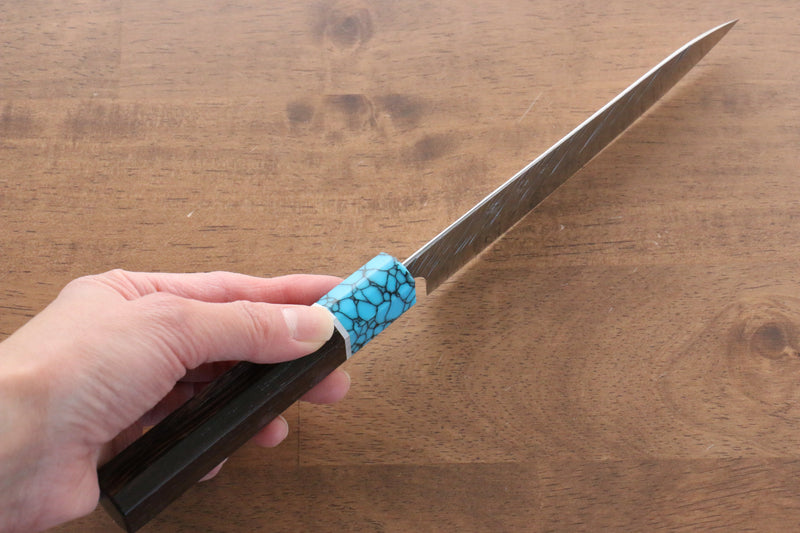 Yu Kurosaki Fujin SPG2 Martelé Damas Petite-utilité  150mm Wenge(férule:turquoise avec anneau) Manipuler - japanny-FR