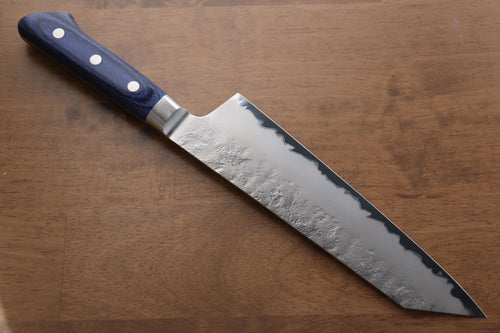 Seisuke Acier Bleu No.2 Nashiji Kiritsuke Santoku  195mm Bois de pakka bleu Manipuler - japanny-FR