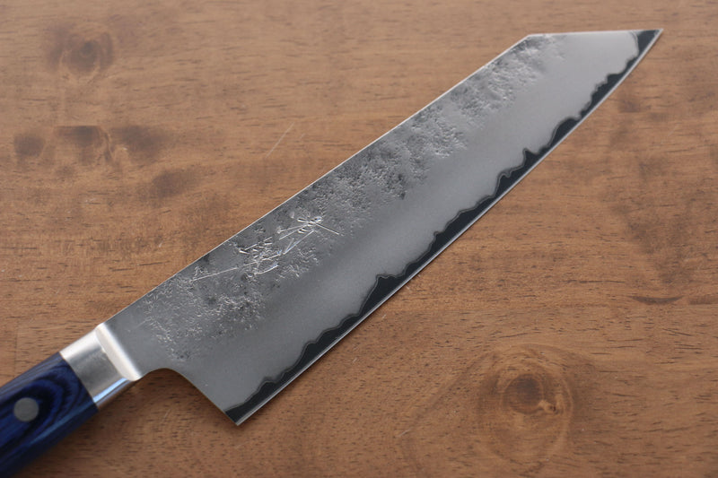 Seisuke Acier Bleu No.2 Nashiji Kiritsuke Santoku  195mm Bois de pakka bleu Manipuler - japanny-FR