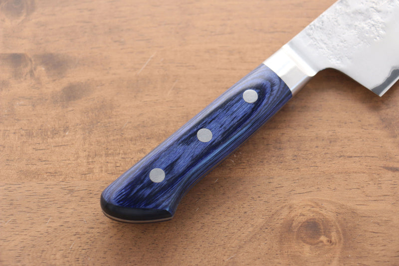 Seisuke Acier Bleu No.2 Nashiji Kiritsuke Santoku  195mm Bois de pakka bleu Manipuler - japanny-FR