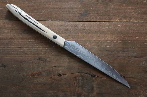 Takeshi Saji VG10 Finition en diamant couteau à steak  125mm Os de vache blanc Manipuler - japanny-FR