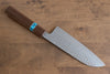 Yu Kurosaki Senko R2/SG2 Martelé Santoku  165mm Noix(férule:turquoise avec anneau) Manipuler - japanny-FR