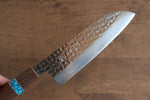 Yu Kurosaki Senko R2/SG2 Martelé Santoku  165mm Noix(férule:turquoise avec anneau) Manipuler - japanny-FR