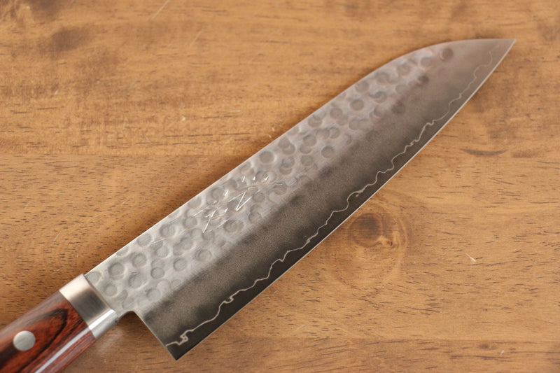 Coffret Cadeau Avec Couteau Santoku Seisuke en Acier Suédois Avec Manche en Bois d'acajou et Serviette Noire - japanny-FR