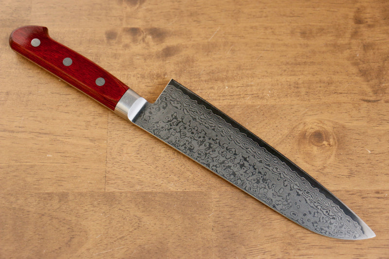 Seisuke VG10 33couche Finition miroir Damas Santoku  180mm Bois de pakka rouge Manipuler - japanny-FR