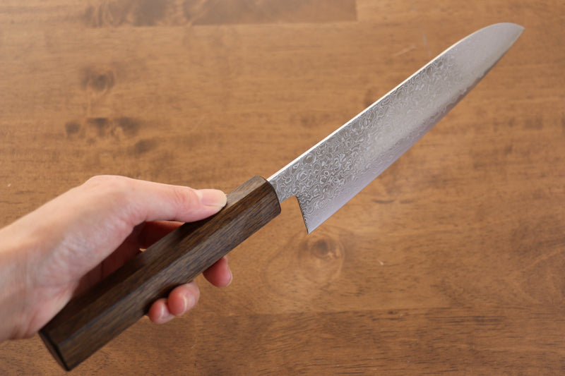 Seisuke ZA-18 Finition miroir Damas Santoku  180mm Chêne Manipuler - japanny-FR