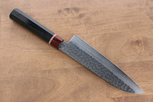 Seisuke VG10 Damas Santoku  180mm Bois de pakka noir Manipuler - japanny-FR