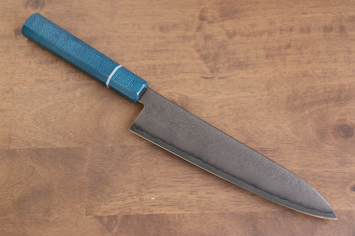 Seisuke VG5 Nashiji Teinture noire Gyuto  210mm Toile Micarta Bleue Manipuler - japanny-FR