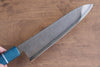 Seisuke VG5 Nashiji Teinture noire Gyuto  210mm Toile Micarta Bleue Manipuler - japanny-FR