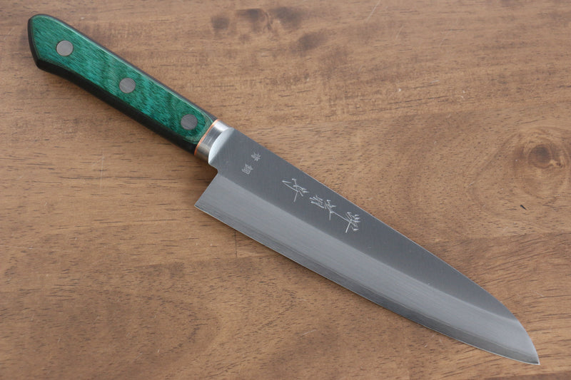 Sakai Kikumori Acier Bleu No.1 Gyuto Couteau Japonais 175mm Bois de pakka vert Manipuler - japanny-FR