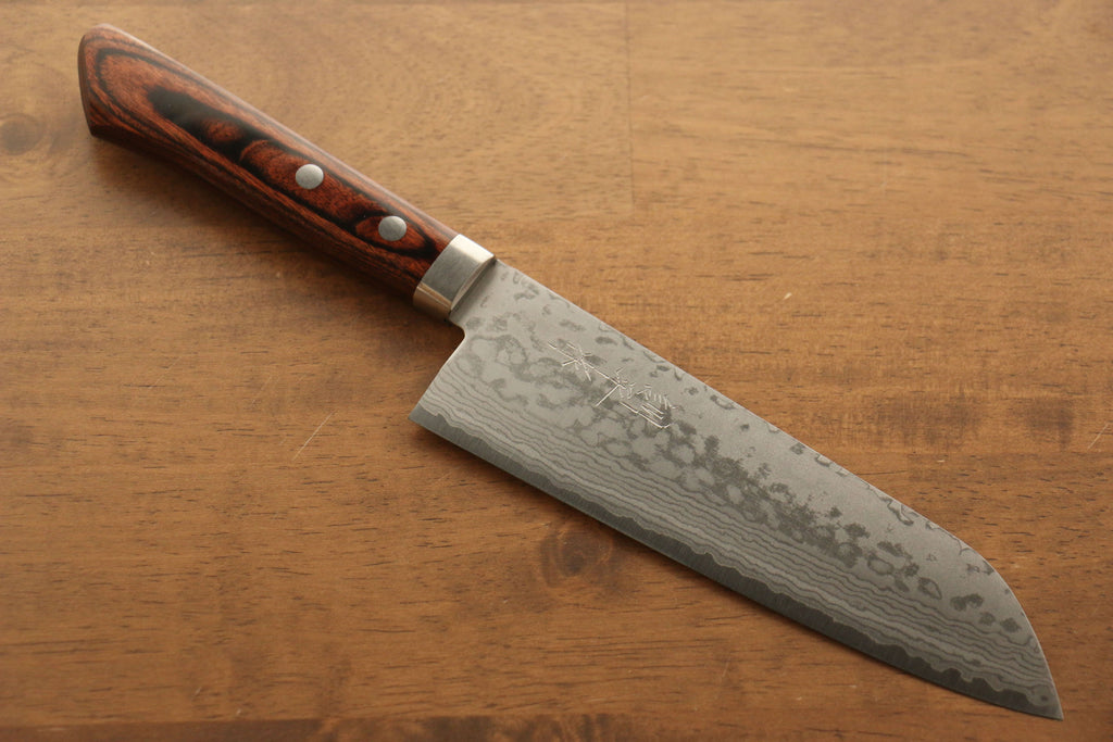 Kunihira Sairyu VG10 Damas Santoku  170mm Acajou Manipuler - japanny-FR