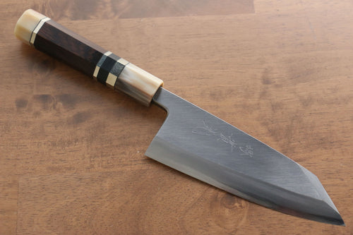 Jikko Shiko Acier Blanc Kiritsuke Deba 150mm Manipuler Ebène avec double anneau - japanny-FR