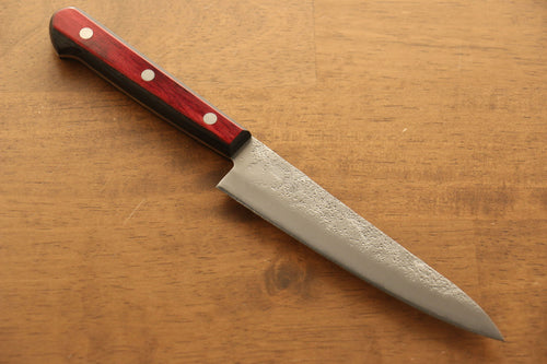 Seisuke Acier argenté NO.3 Nashiji Petite-utilité  135mm Bois de pakka rouge Manipuler - japanny-FR