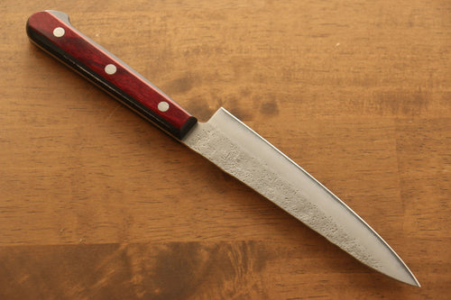 Seisuke Acier argenté NO.3 Nashiji Petite-utilité  135mm Bois de pakka rouge Manipuler - japanny-FR