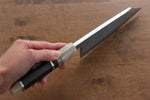 Jikko Shiko Acier Blanc Kiritsuke Deba 150mm Manipuler Ebène avec double anneau - japanny-FR