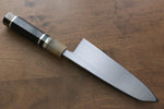 Jikko Shiko Acier Blanc Kiritsuke Deba 180mm Manipuler Ebène avec double anneau - japanny-FR