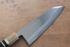 Jikko Shiko Acier Blanc Kiritsuke Deba 180mm Manipuler Ebène avec double anneau - japanny-FR