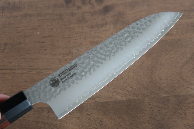 Seki Kanetsugu Heptagon Bois VG10 Martelé Santoku  170mm Bois de Pakka (Heptagonale) Manipuler - japanny-FR